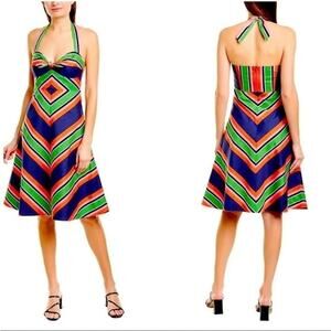 Trina Turk Rhiannon Multicolored Halter Midi A-Line Dress Sz 2